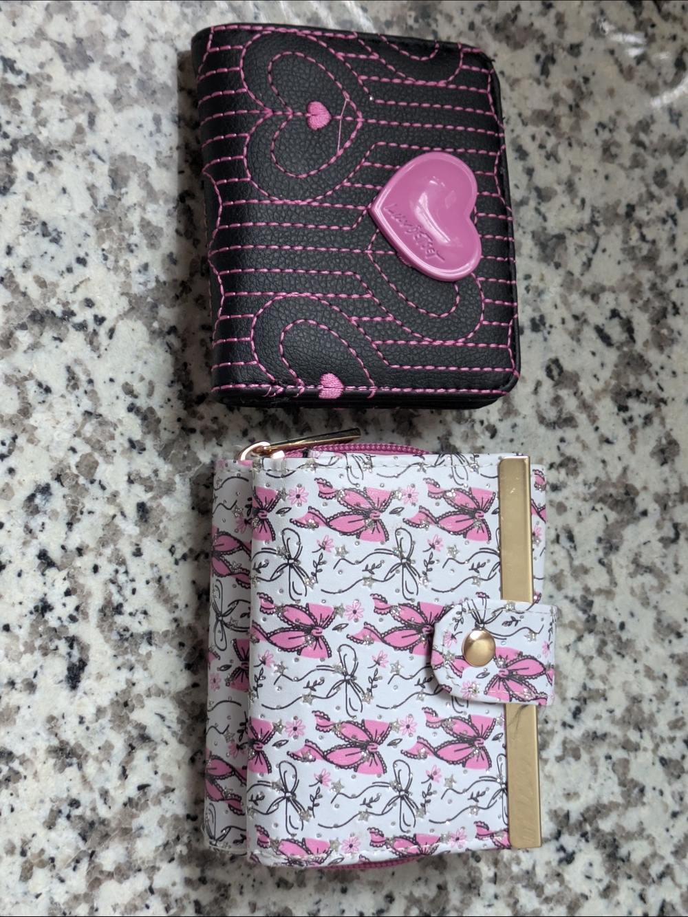 Cute Pink & White Mini Wallets - Heart & Butterfly Designs